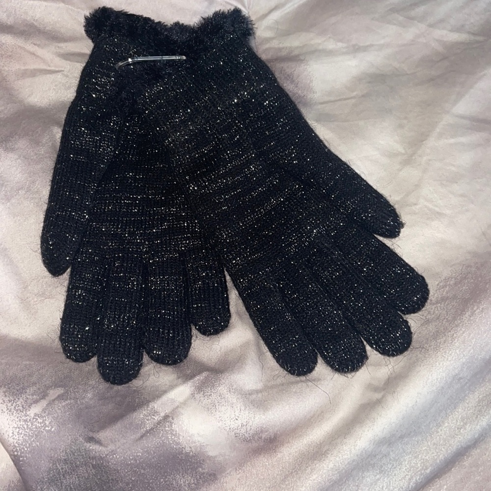 K.I.T extra warm Lined knit gloves chenille silver shimmer